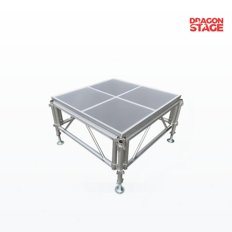 Escenario ajustable en altura todo terreno con cubierta acrílica de plexiglás de 4' x 4' 18 mm para bodas y eventos