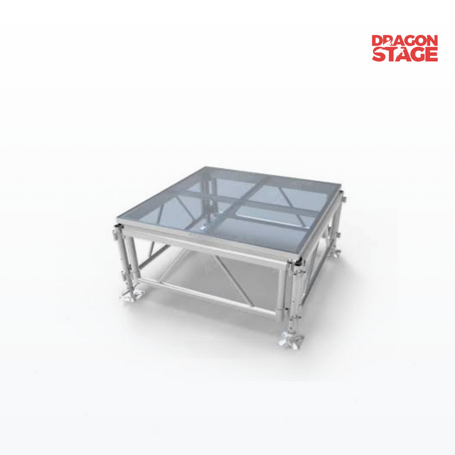 Plataforma de vidrio templado de 4' x 4' 18 mm Escenario ajustable en altura para todo terreno para bodas, iglesias y eventos