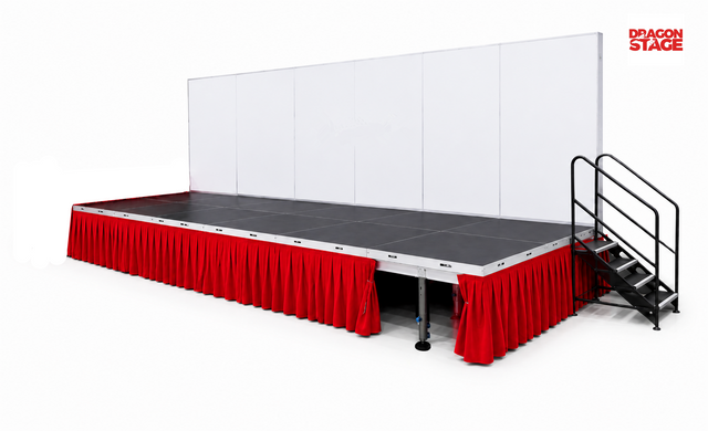 Borde de escenario con volantes fijados con velcro 