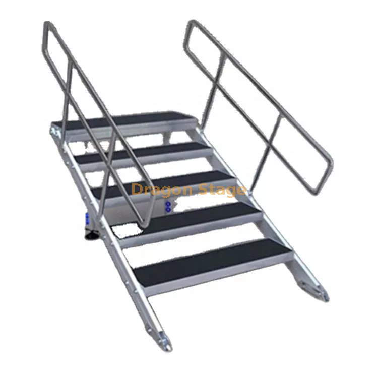 Escaleras de escenario port&aacute;tiles ajustables de aluminio4.webp