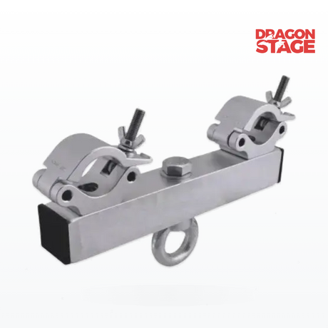 Adaptador de armazón plateado con ojal, soporte de elevación de 290mm, abrazadera de ojo giratoria de 500Kg y 48-51mm para elevación de aparejos de armazones para eventos grandes