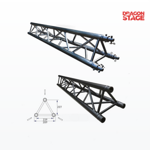 Armazón triangular con espiga de aluminio negro de 290 mm, 50 x 3 mm, longitud personalizada de 0,5 a 2,5 m