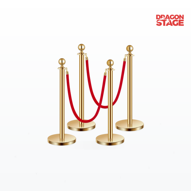 Postes de puntal de acero inoxidable dorado con cuerdas de terciopelo para eventos